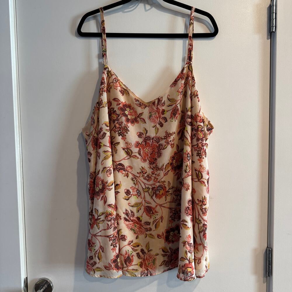 Torrid Sophie Floral Tank Top Cream V-Neck Adjustable Strap Pullover Sz 4X